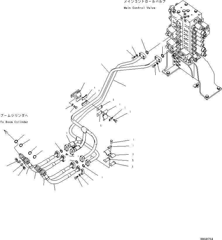 Komatsu parts book diagram for PC240NLC-8K S/N K50001-UP: BOOM LINE (BOOM LINES)