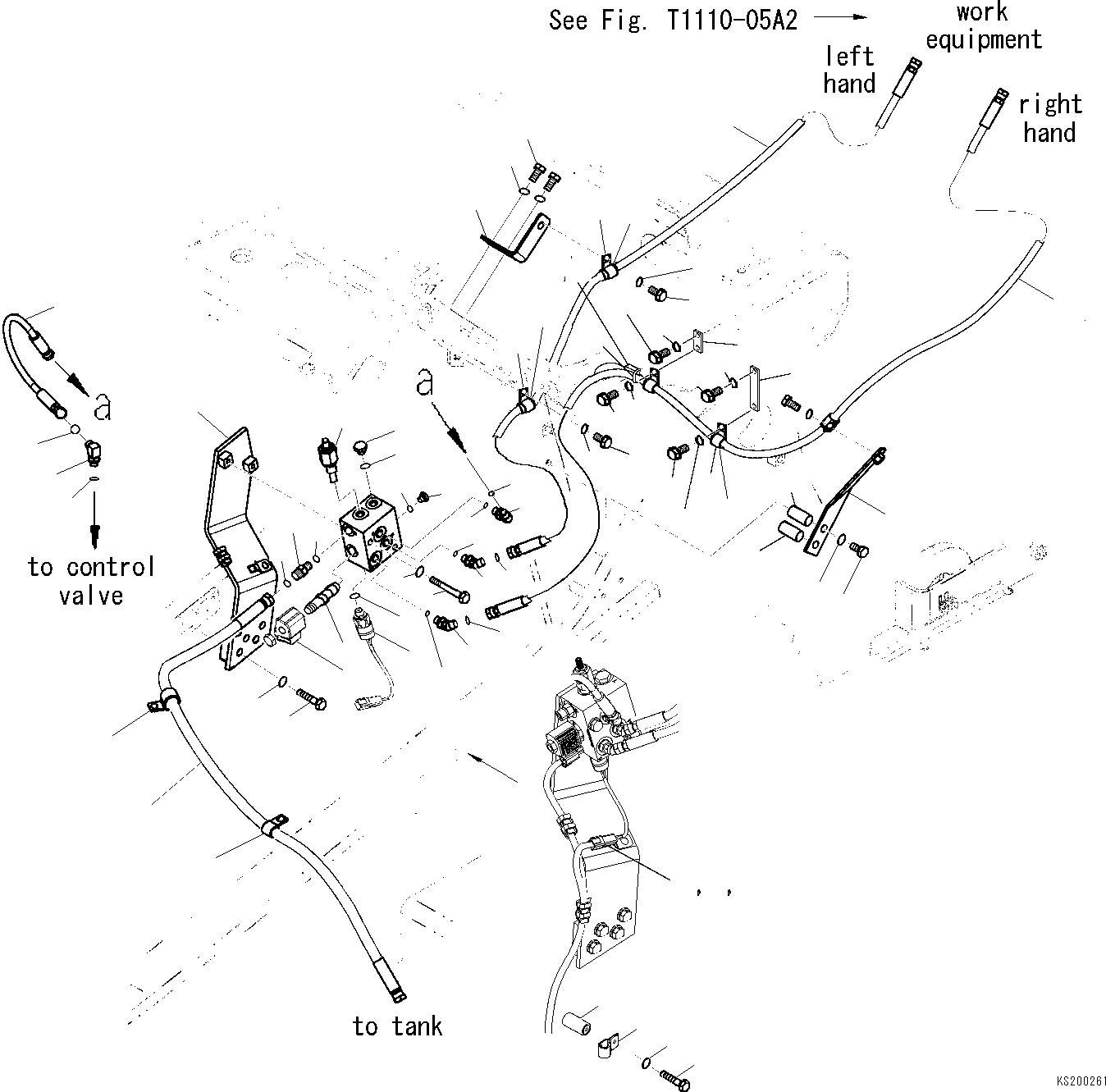 Komatsu parts book diagram for PC240NLC-8K S/N K50001-UP: QUICK COUPLER VALVE (1-PIECE BOOM) (CHASSIS SIDE)