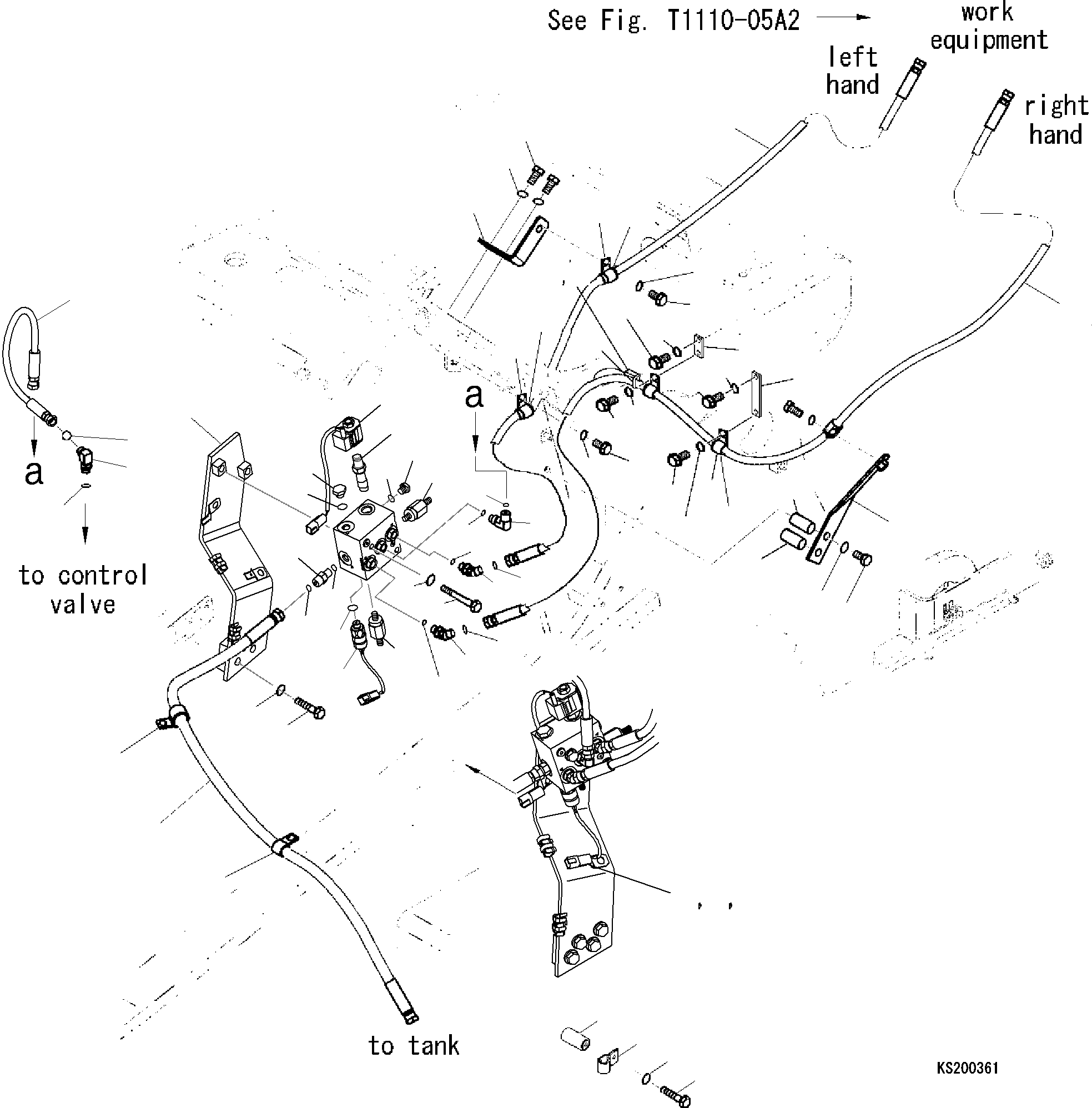 Komatsu parts book diagram for PC240NLC-8K S/N K50001-UP: QUICK COUPLER VALVE (1-PIECE BOOM) (CHASSIS SIDE)