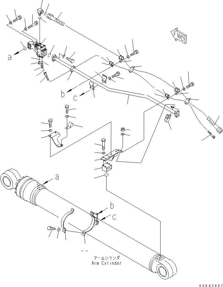 Komatsu parts book diagram for PC240NLC-8K S/N K50001-UP: BURST VALVE LINE (ARM) (ARM CYLINDER SIDE) (1/2)