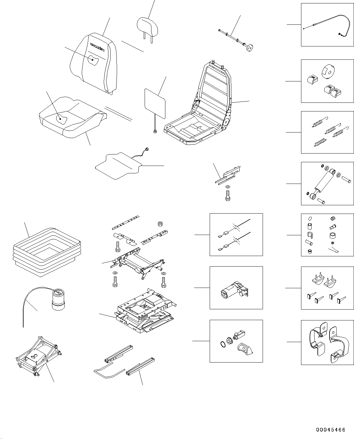 Komatsu parts book diagram for PC240NLC-8K S/N K50001-UP: OPERATORґS SEAT (SUSPENSION) (#K50001-K51068)