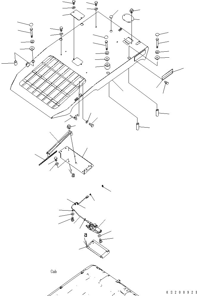 Komatsu parts book diagram for PC240NLC-8K S/N K50001-UP: TOP GUARD AND WIPER (DEMOLITION BASE)