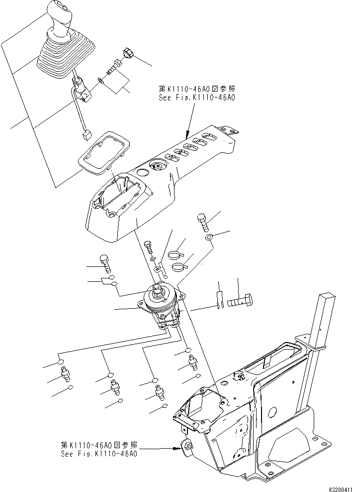 Komatsu parts book diagram for PC240NLC-8K S/N K50001-UP: FLOOR FRAME (LEVER AND VALVE) (R.H.)