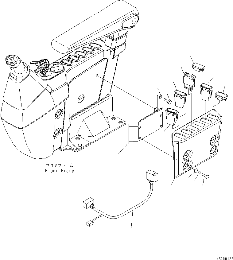 Komatsu parts book diagram for PC240NLC-8K S/N K50001-UP: FLOOR FRAME (WIPER SWITCH, HEATED SEAT SWITCH, ETC.)
