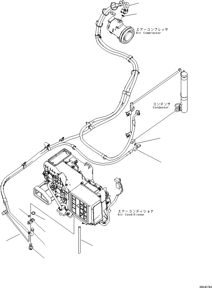 Komatsu parts book diagram for PC240NLC-8K S/N K50001-UP: FLOOR FRAME (AIR CONDITIONER PIPING) (1/2)