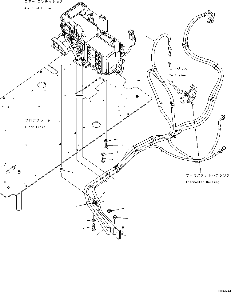 Komatsu parts book diagram for PC240NLC-8K S/N K50001-UP: FLOOR FRAME (AIR CONDITIONER PIPING) (2/2)