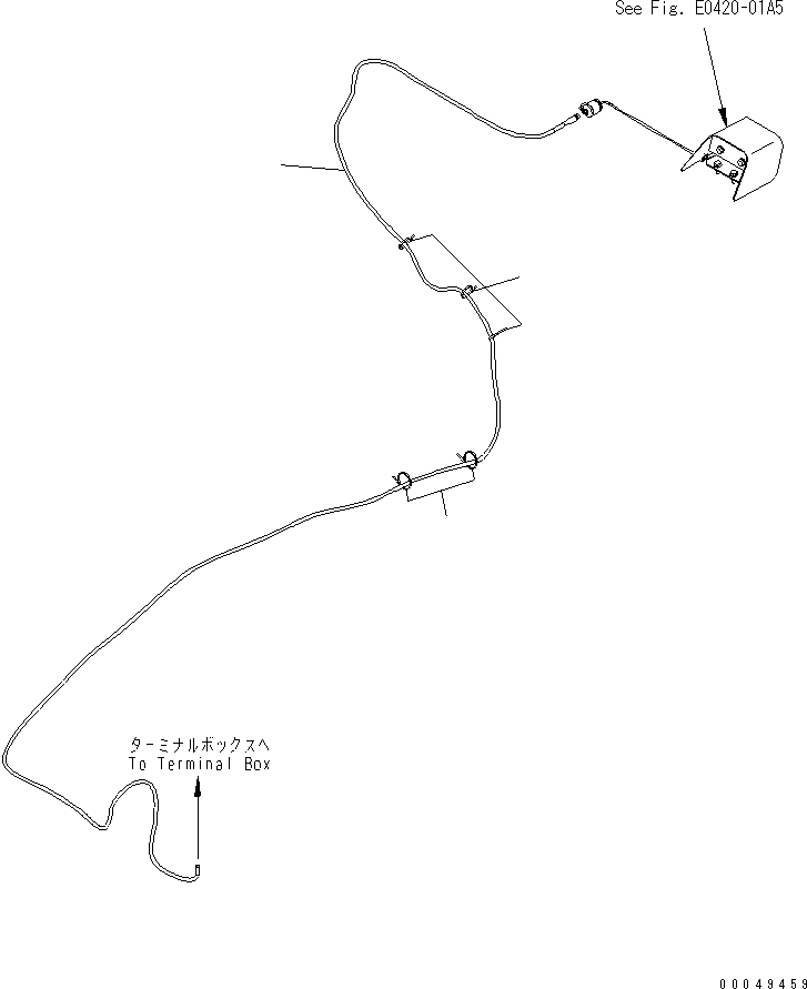 Komatsu parts book diagram for PC240NLC-8K S/N K50001-UP: FLOOR FRAME (REAR CAMERA CABLE) (# K50001-K50595)