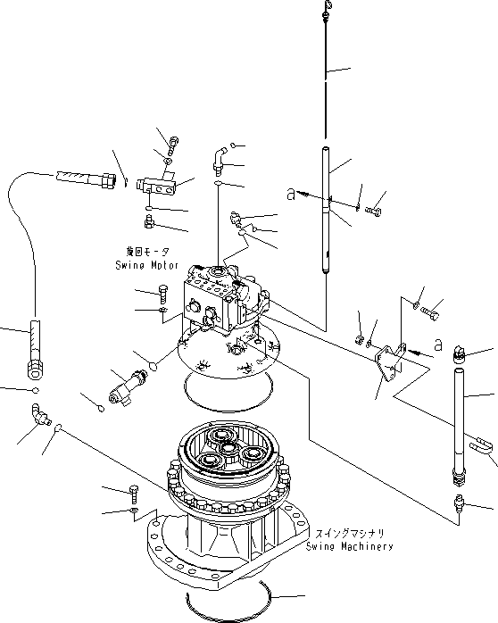 Komatsu parts book diagram for PC240NLC-8K S/N K50001-UP: SWING MACHINERY (GAUGE AND DRAIN PIPING)(#K50001-.)