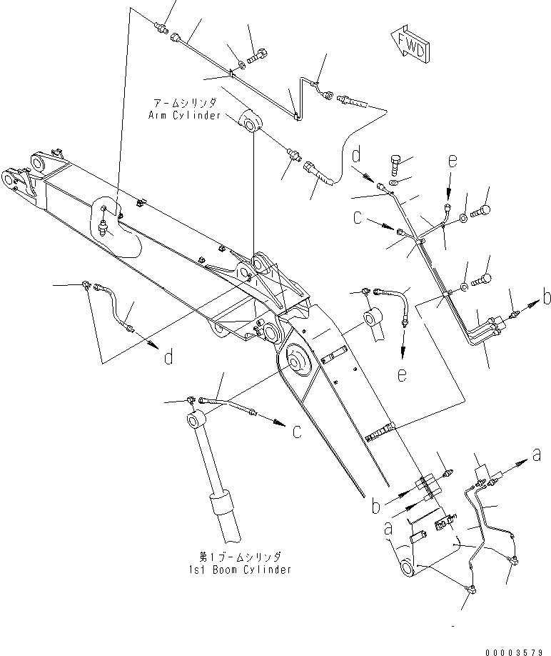Komatsu parts book diagram for PC240NLC-8K S/N K50001-UP: 2-PIECE BOOM (LUBRICATING LINE)