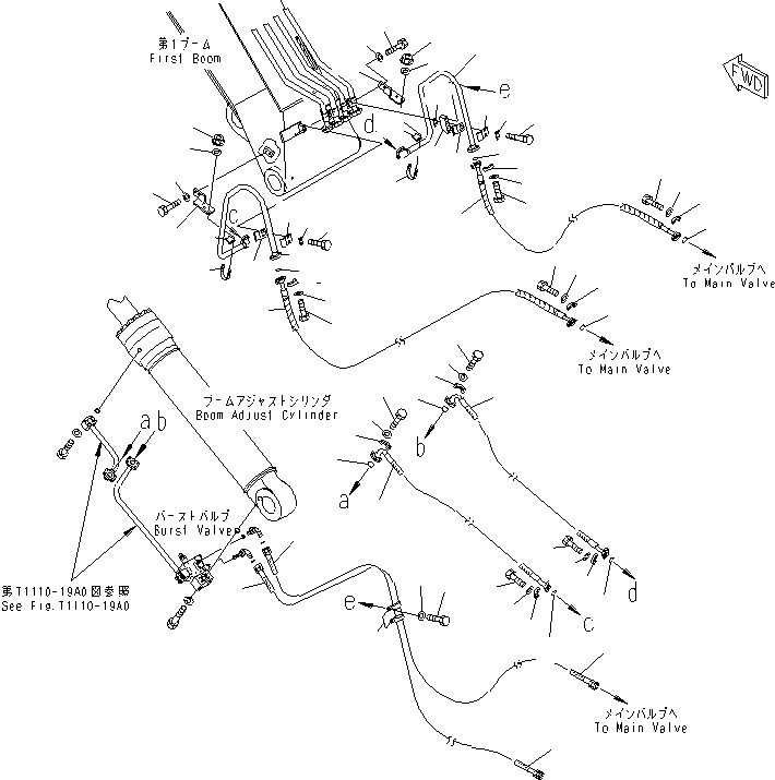 Komatsu parts book diagram for PC240NLC-8K S/N K50001-UP: 2-PIECE BOOM (BOOM ADJUST CYLINDER LINE)