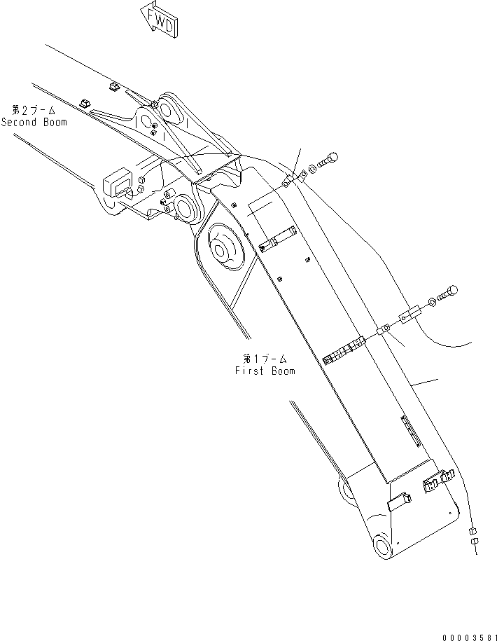 Komatsu parts book diagram for PC240NLC-8K S/N K50001-UP: 2-PIECE BOOM (WORK LAMP HARNESS)