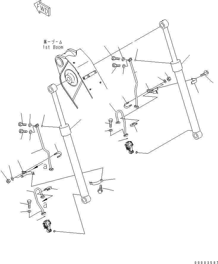 Komatsu parts book diagram for PC240NLC-8K S/N K50001-UP: 2-PIECE BOOM (RAISE LINE)