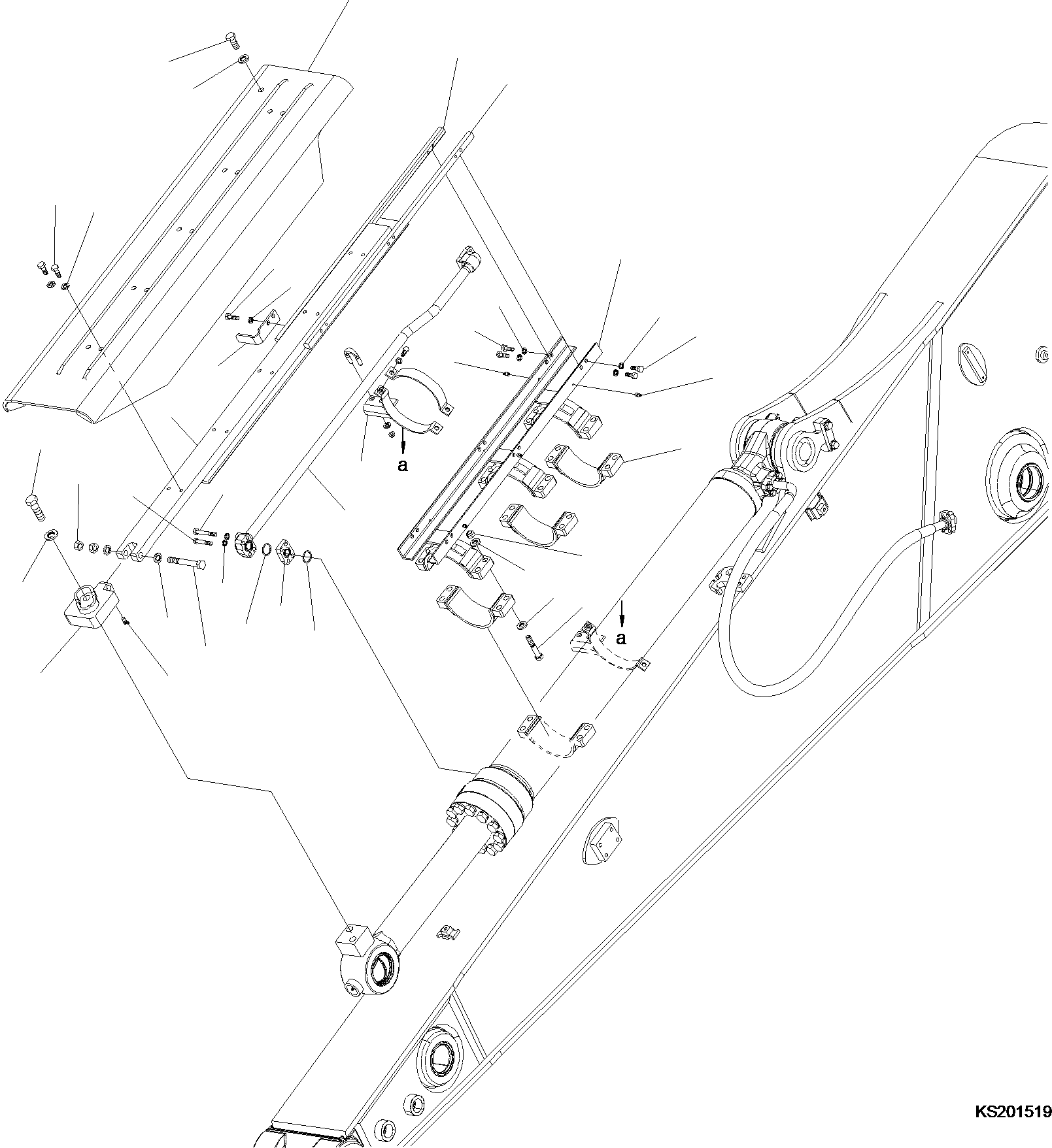 Komatsu parts book diagram for PC240NLC-8K S/N K50001-UP: BUCKET CYLINDER GUARD (FOR 3.0M ARM) (LC DEMO) (#K51181-)