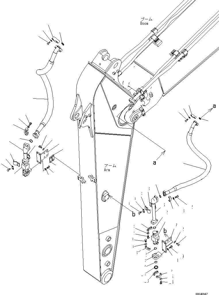 Komatsu parts book diagram for PC240NLC-8K S/N K50001-UP: 1-ATTACHMENT PIPING (2.5M ARM)