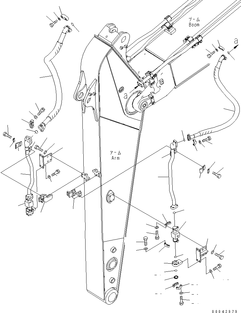 Komatsu parts book diagram for PC240NLC-8K S/N K50001-UP: 1-ATTACHMENT PIPING (3.05M ARM) (FOR 2-ATTACHMENT)