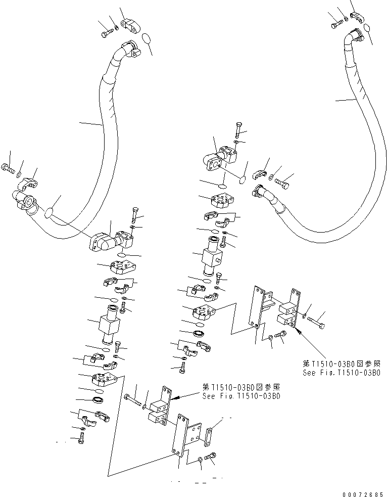 Komatsu parts book diagram for PC240NLC-8K S/N K50001-UP: 2-ATTACHMENT LINE (FOR 2.0M ARM)(#K50630-)