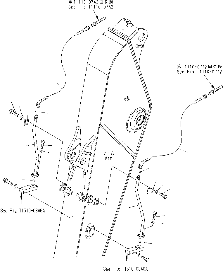Komatsu parts book diagram for PC240NLC-8K S/N K50001-UP: 2-ATTACHMENT LINE (2/2) (FOR 3.5M ARM)