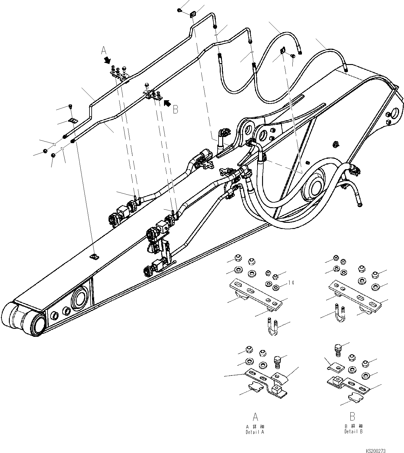 Komatsu parts book diagram for PC240NLC-8K S/N K50001-UP: QUICK COUPLER PIPING (FOR 3.5M ARM)