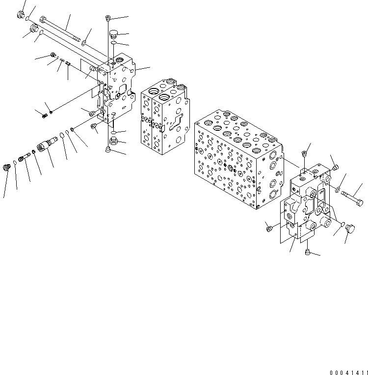 Komatsu parts book diagram for PC240NLC-8K S/N K50001-UP: MAIN VALVE (FOR 2-PIECE BOOM) (1 ACTUATOR) (7/21)