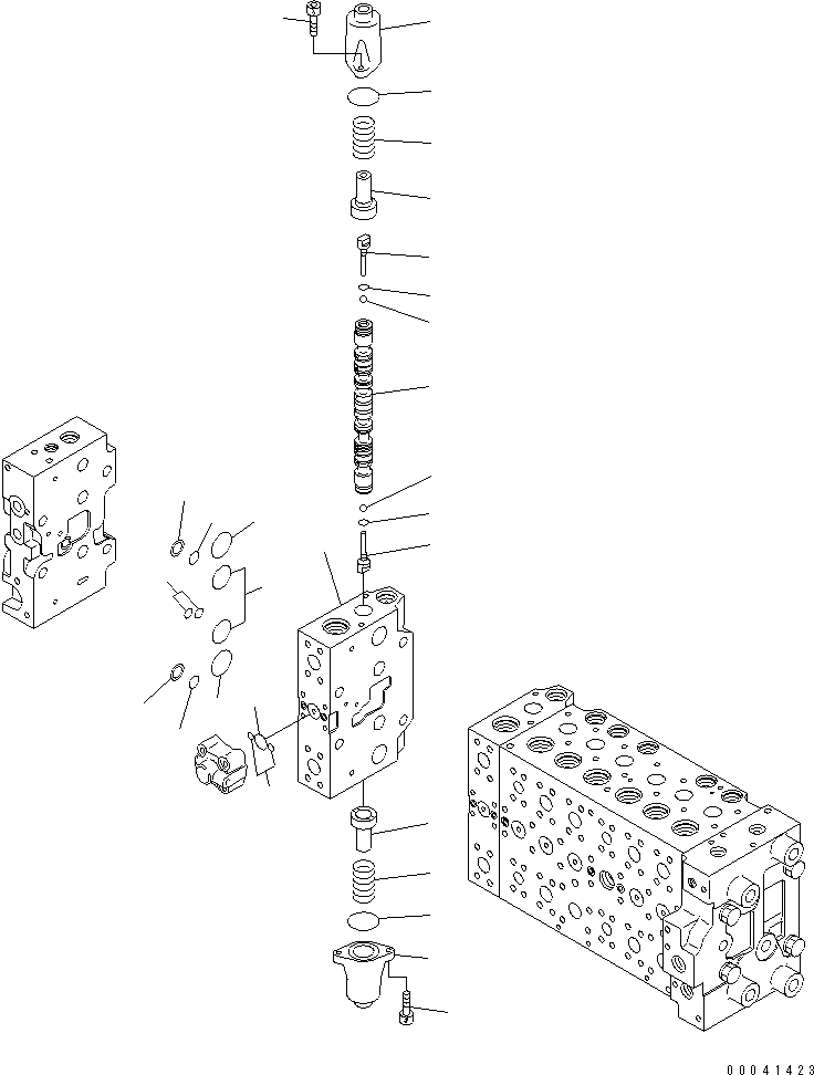 Komatsu parts book diagram for PC240NLC-8K S/N K50001-UP: MAIN VALVE (FOR 2-PIECE BOOM) (1 ACTUATOR) (19/21)