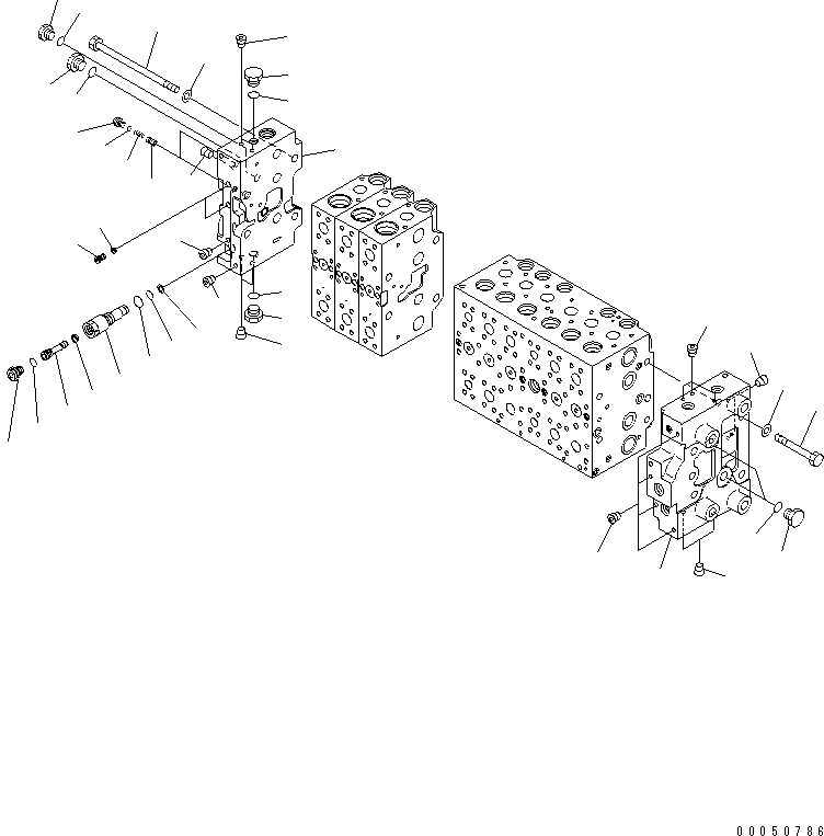 Komatsu parts book diagram for PC240NLC-8K S/N K50001-UP: MAIN VALVE (FOR 2-PIECE BOOM) (2 ACTUATOR) (7/23)