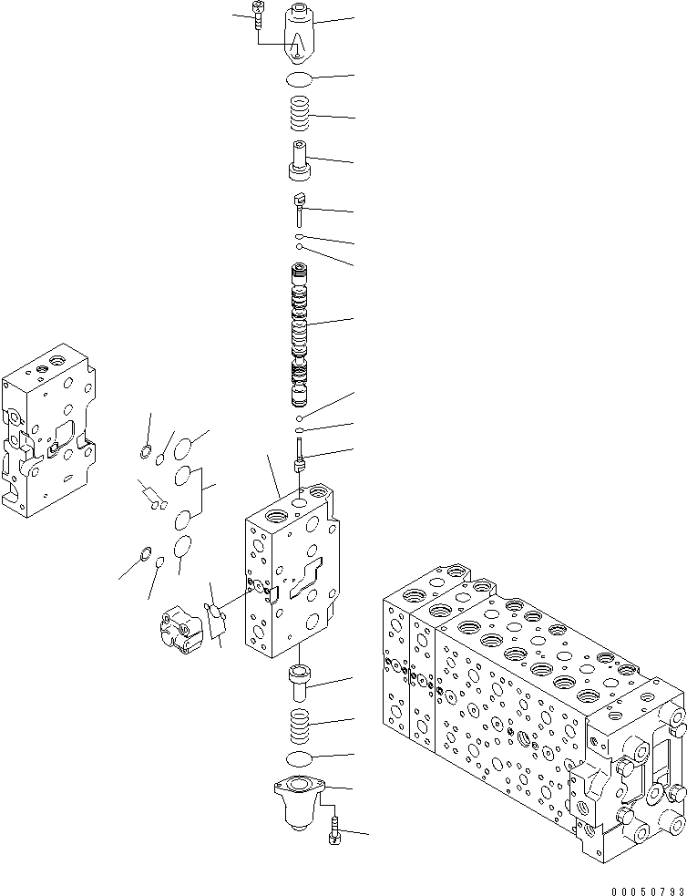Komatsu parts book diagram for PC240NLC-8K S/N K50001-UP: MAIN VALVE (FOR 2-PIECE BOOM) (2 ACTUATOR) (21/23)