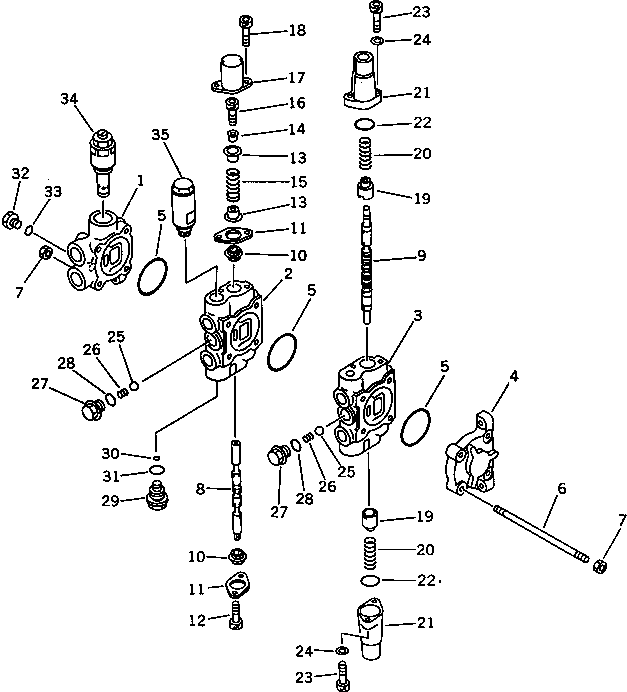 Excavators Komatsu / PC25-1 S/N 1001-UP(pc25-1c) / HYDRAULIC CONTROL VALVE (2-SPOOL) (1/2)(150050 : H0121-51A0)