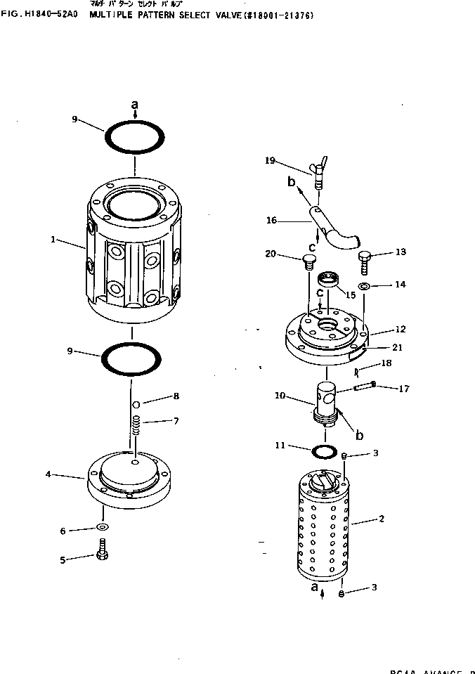 Excavators Komatsu / PC25-1 S/N 1001-UP(pc25-1c) / MULTIPLE PATTERN SELECT VALVE(#1001-3842)(150270 : H1840-52A0)