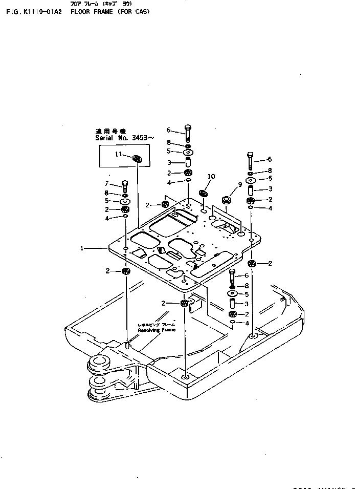 Excavators Komatsu / PC25-1 S/N 1001-UP(pc25-1c) / FLOOR FRAME (FOR CAB)(210170 : K1110-01A2)
