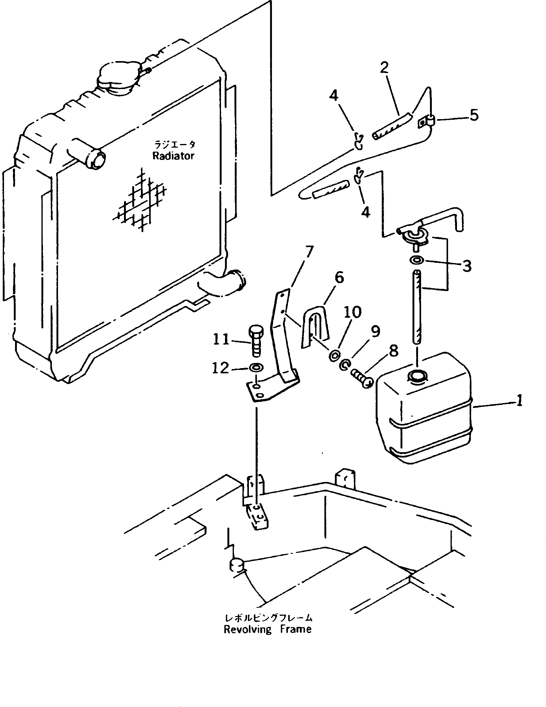 Komatsu parts book diagram for PC25R-1 S/N 1001-UP: RESERVE TANK AND PIPING