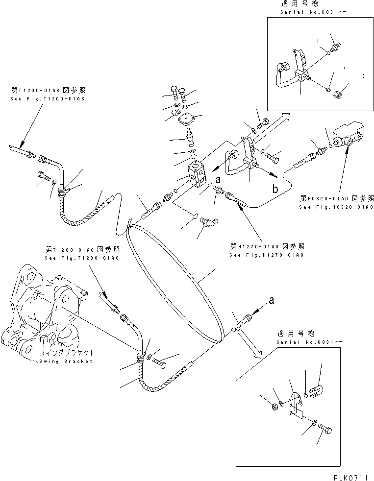 Komatsu parts book diagram for PC25R-1 S/N 1001-UP: HYDRAULIC PIPING (ADDITIONAL PIPING LINE) (CHASSIS SIDE) (2/2)