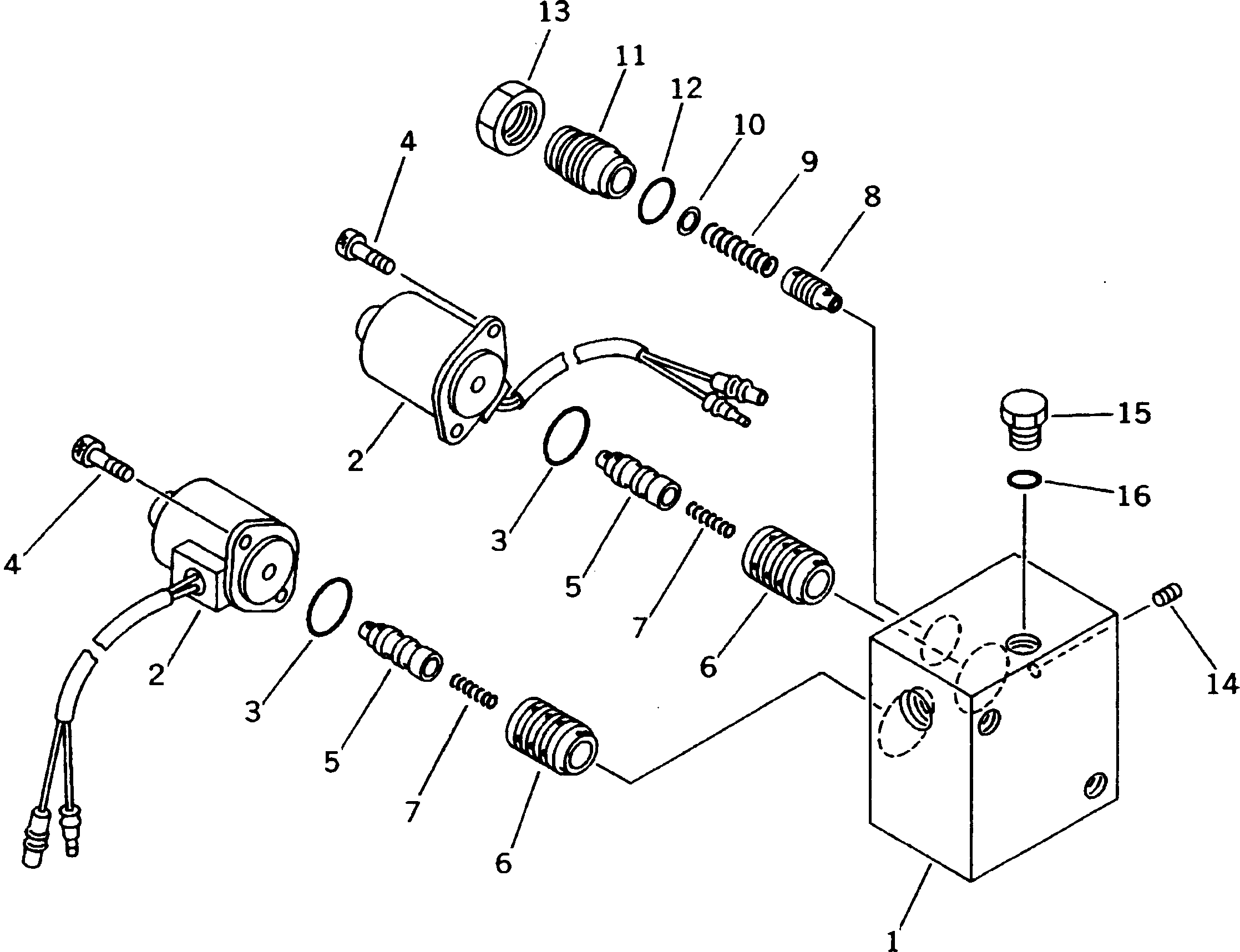 Komatsu parts book diagram for PC25R-1 S/N 1001-UP: P.P.C. LOCK AND TRAVEL SPEED SOLENOID VALVE
