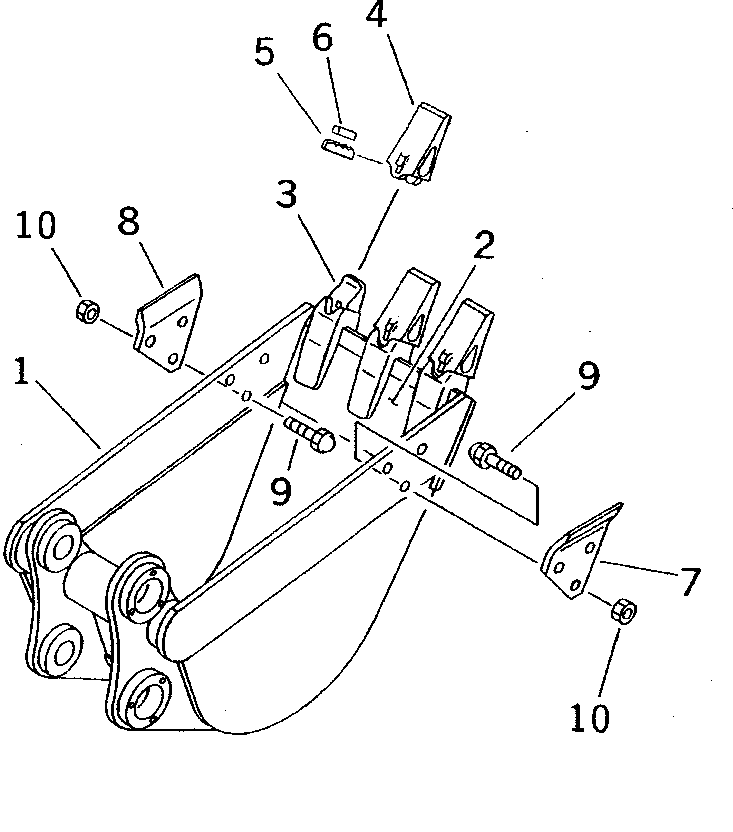 Komatsu parts book diagram for PC25R-1 S/N 1001-UP: BUCKET ? 0.05M3 (MINI 0.08M3) 425MM (VERTICAL PIN TYPE)(#6471-)