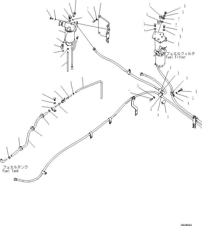Excavators Komatsu / PC270-8 S/N 20001-UP (TIER 3, Overseas Version)(pc270-8c) / FUEL LINE (DRAIN PIPING)(090060 : D0200-02A0)
