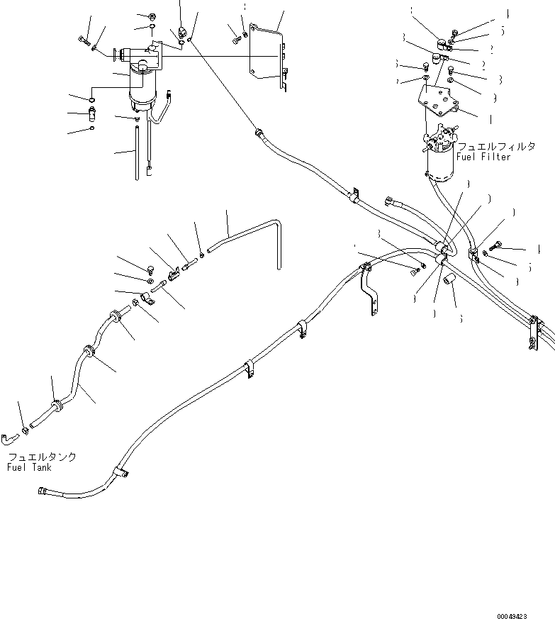 Excavators Komatsu / PC270-8 S/N 20001-UP (TIER 3, Overseas Version)(pc270-8c) / FUEL LINE (DRAIN PIPING) (FOR FUEL REFILL PUMP)(090070 : D0200-02A2)