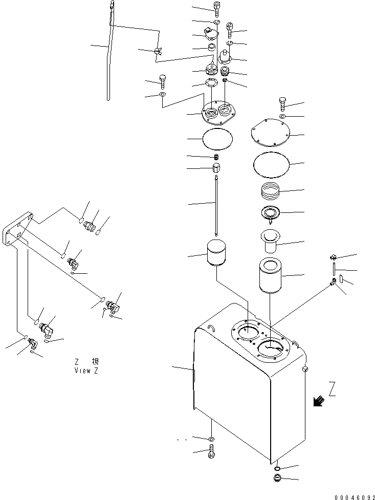 Excavators Komatsu / PC270-8 S/N 20001-UP (TIER 3, Overseas Version)(pc270-8c) / HYDRAULIC OIL TANK (1-ACTUATOR)(150010 : H0110-01A0)