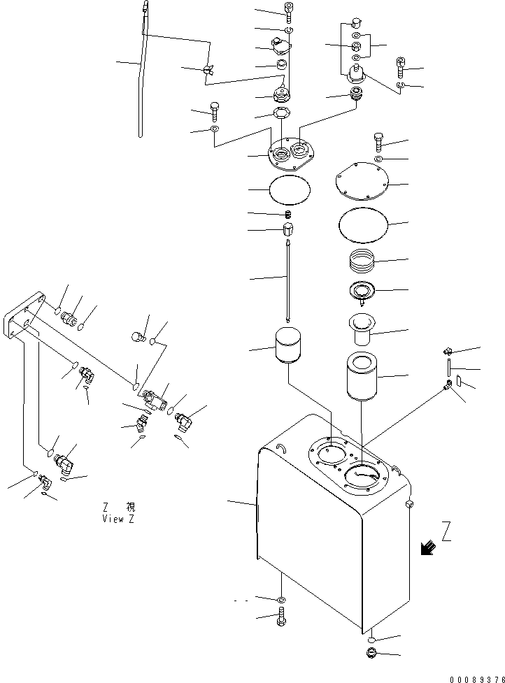 Excavators Komatsu / PC270-8 S/N 20001-UP (TIER 3, Overseas Version)(pc270-8c) / HYDRAULIC OIL TANK (WITH BOOM BURST VALVE)(#25001-)(150040 : H0110-01A3)