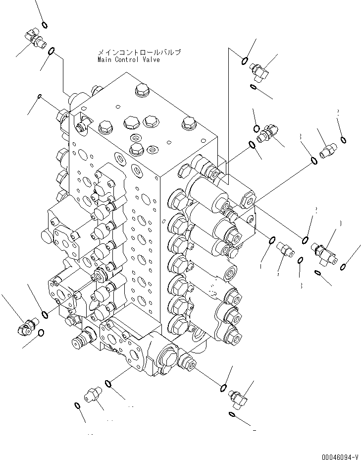 Excavators Komatsu / PC270-8 S/N 20001-UP (TIER 3, Overseas Version)(pc270-8c) / MAIN CONTROL VALVE (CONNECTING PARTS) (2/2) (1-ACTUATOR)(150100 : H0120-02A0)