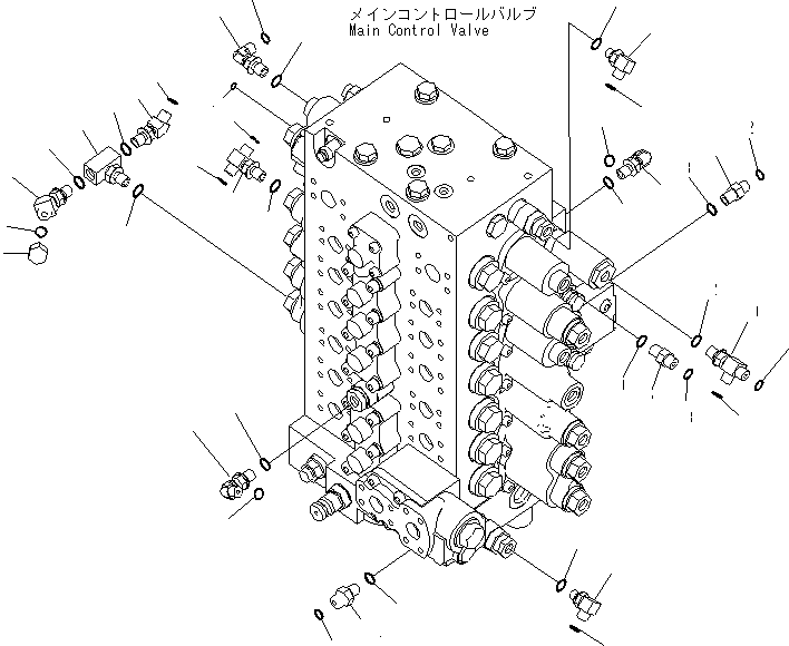 Excavators Komatsu / PC270-8 S/N 20001-UP (TIER 3, Overseas Version)(pc270-8c) / MAIN CONTROL VALVE (CONNECTING PARTS) (2/2) (1-ACTUATOR CIRCUIT) (WITH HOLDING VALVE)(150110 : H0120-02A1)