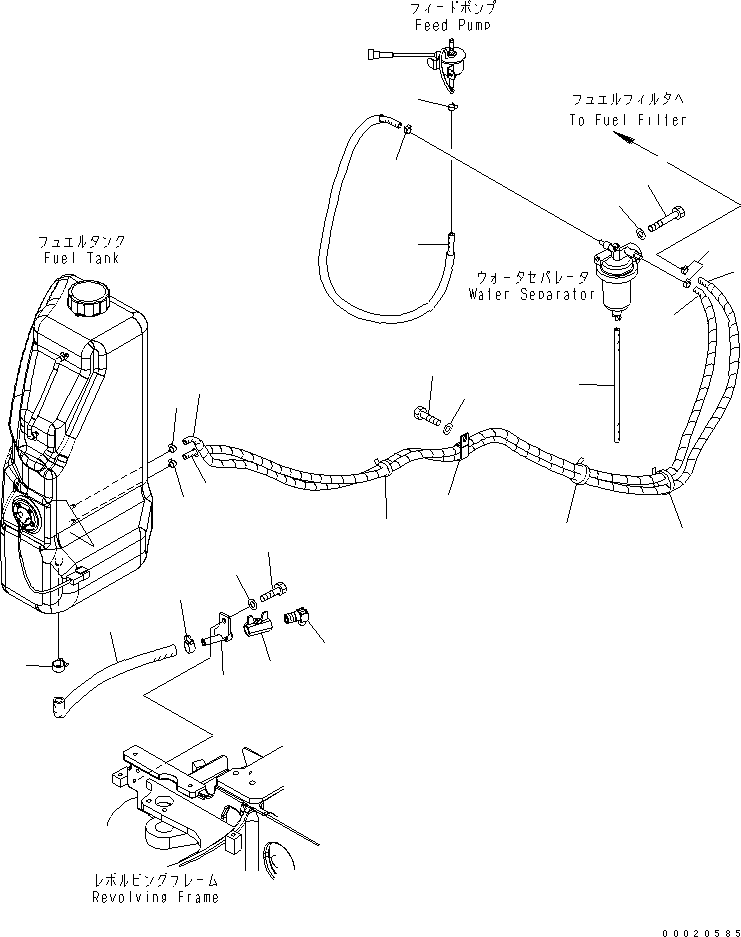 Komatsu parts book diagram for PC27MR-2-B S/N 15001-UP: FUEL PIPING