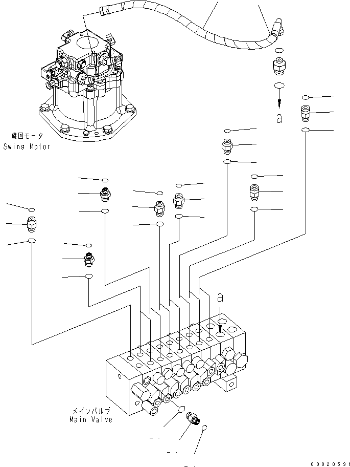 Komatsu parts book diagram for PC27MR-2-B S/N 15001-UP: MAIN VALVE (CONNECTING PARTS) (2/3)