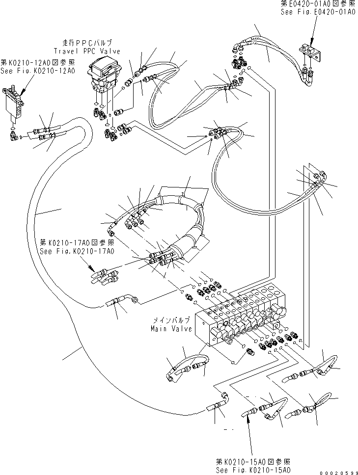 Komatsu parts book diagram for PC27MR-2-B S/N 15001-UP: MAIN VALVE (PPC LINE) (CAB) (FOR JAPAN)
