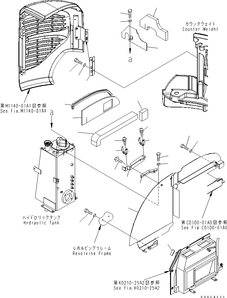 Komatsu parts book diagram for PC27MR-2-B S/N 15001-UP: RIGHT SIDE COVER (2/2) (WITH AIR CONDITIONER) (CAB) (FOR JAPAN)
