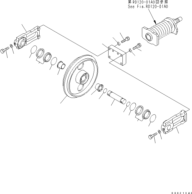 Komatsu parts book diagram for PC27MR-2-B S/N 15001-UP: FRONT IDLER