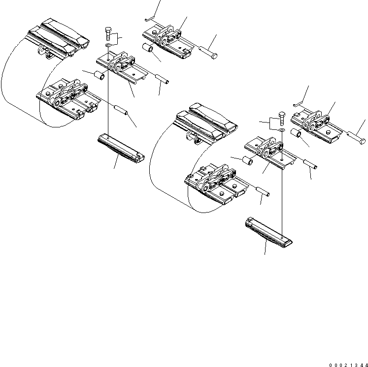Komatsu parts book diagram for PC27MR-2-B S/N 15001-UP: TRACK SHOE (DOUBLE GROUSER WITH HOLE) (WITH PAD)