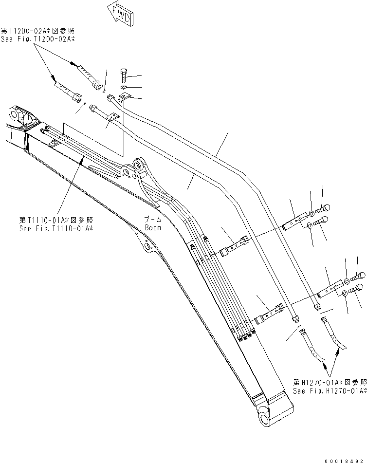 Komatsu parts book diagram for PC27MR-2-B S/N 15001-UP: BOOM (ATTACHMENT PIPING) (1 ATT.)