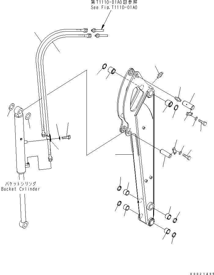 Komatsu parts book diagram for PC27MR-2-B S/N 15001-UP: LONG ARM (1 ATT.) (FOR JAPAN)