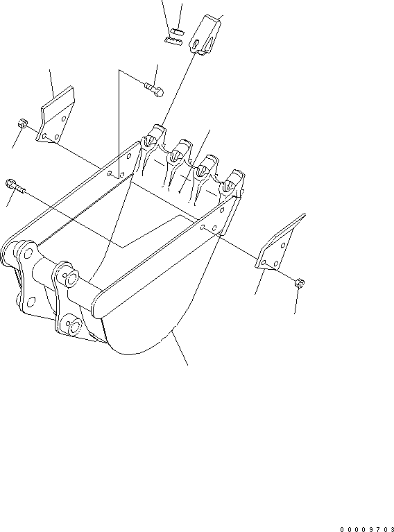Komatsu parts book diagram for PC27MR-2-B S/N 15001-UP: BUCKET ? 0.05M3 (MINI 0.08M3) 500MM WIDTH