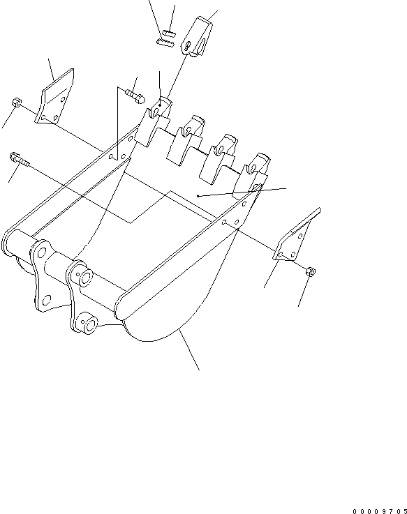 Komatsu parts book diagram for PC27MR-2-B S/N 15001-UP: BUCKET ? 0.06M3 (MINI 0.09M3) 600MM WIDTH