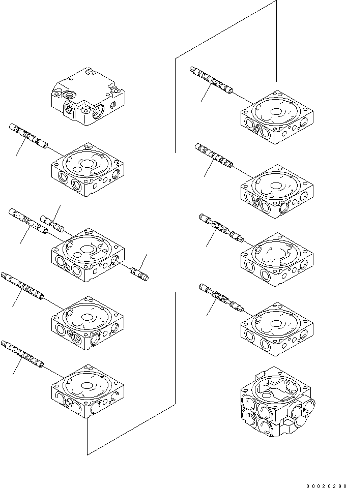 Komatsu parts book diagram for PC27MR-2-B S/N 15001-UP: MAIN VALVE (8-VALVE) (3/14)